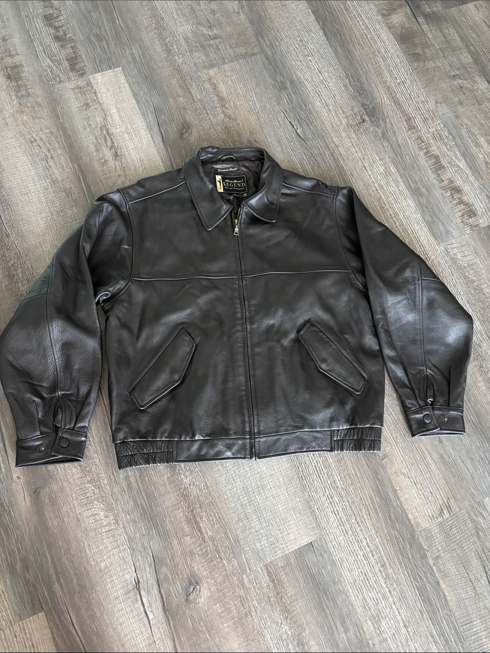 Eddie Bauer Legend Journeyman Bomber Brown Leather Size L